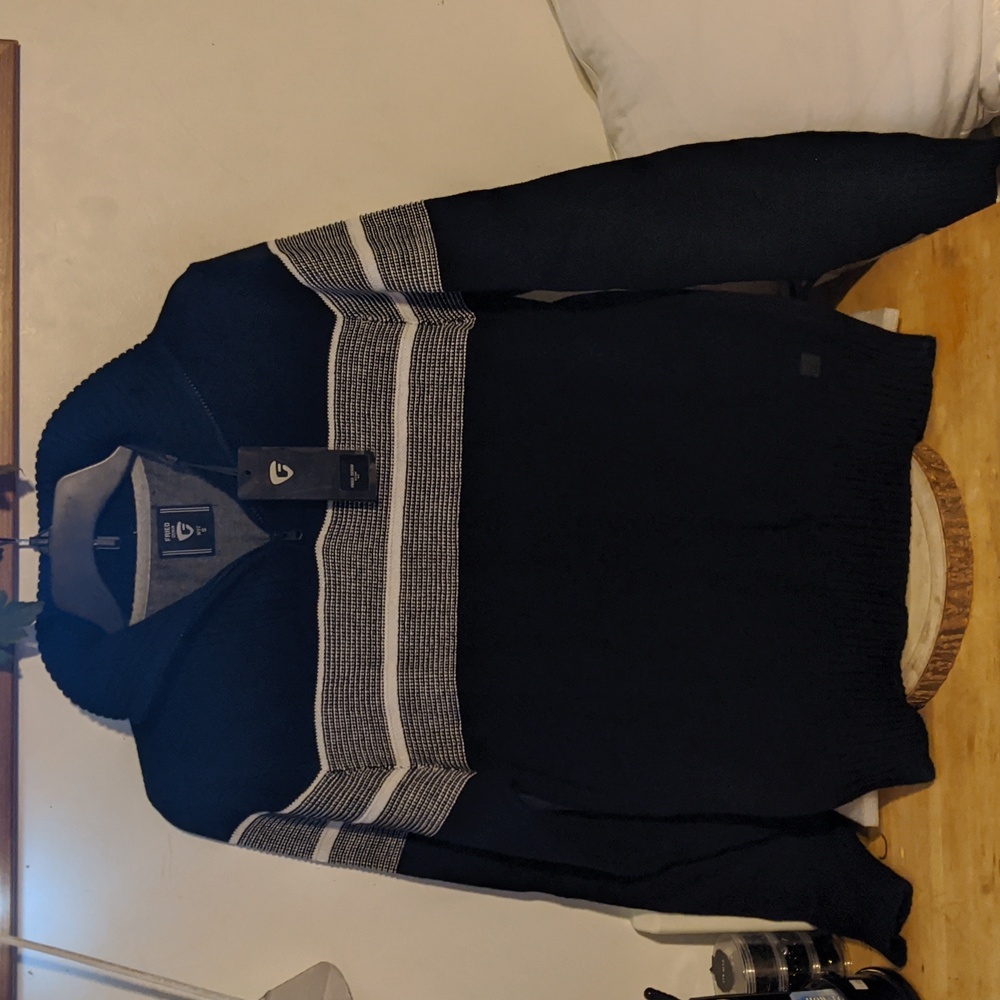 NWT Fried Denim Quarter Zip Henley Sweater Mens Size Small